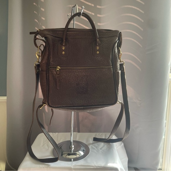 J.W. Hulme Co. Pebbled Leather Excursion Tote Bag Double Pocket Backpack Unisex - Picture 4 of 16